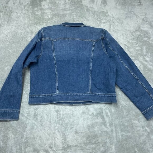 Calvin Klein Denim Trucker Jacket Womens XL Lightweight Stylish Fit Blue d0178 - Picture 7 of 8